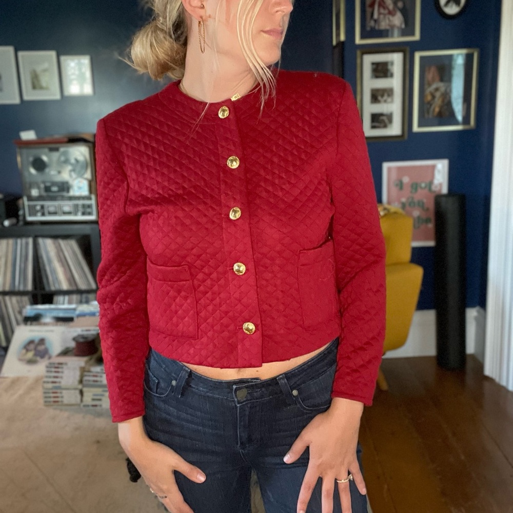 Vintage Red Gold Button Jacket - Picture 3 of 7